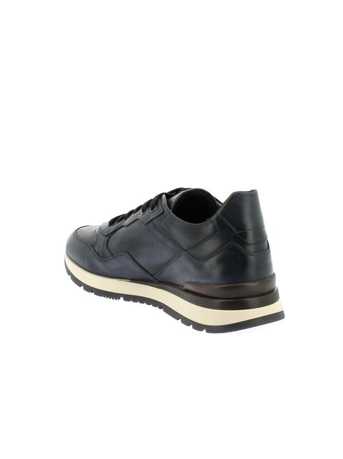 sneakers da uomo in pelle blu con suola bicolore e plantare estraibile NERO GIARDINI | I500413U207